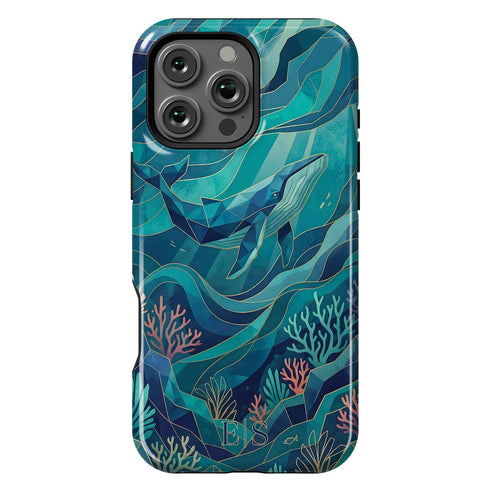 Personalized Polygon Glass Whale iPhone Case