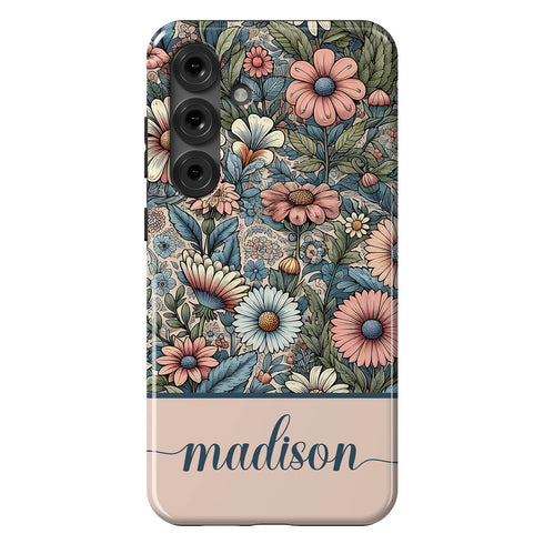 Custom Name Botanical Wildflowers Meadows Galaxy Case