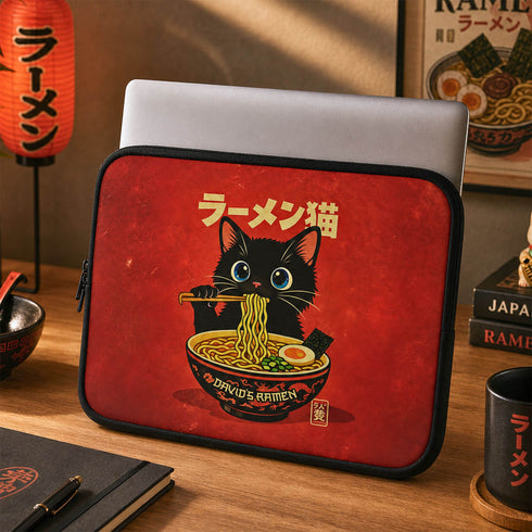 Personalized Ramen Cat Laptop Sleeve