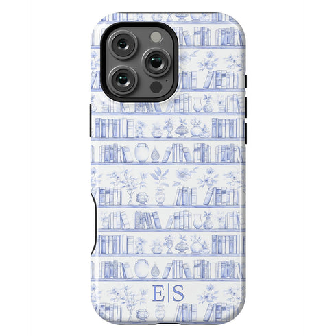 Custom Initials Toile Bookshelf Floral iPhone Case