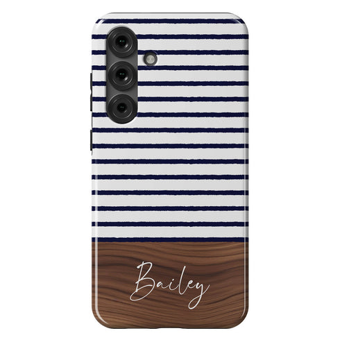 Custom Name Rustic Wood Stripes Galaxy Case