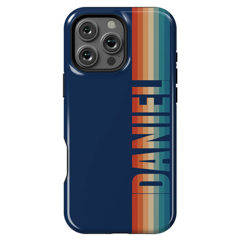 Custom Name Retro Rainbow Stripes iPhone Case