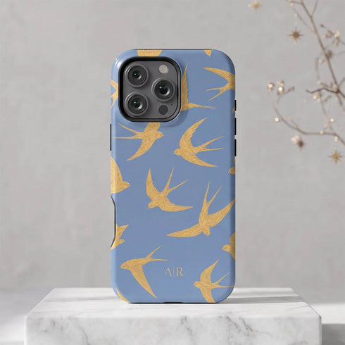 Personalized Golden Swallows iPhone Case