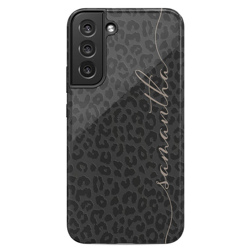 Leopard Custom Calligraphy Name Galaxy Case - Vertical