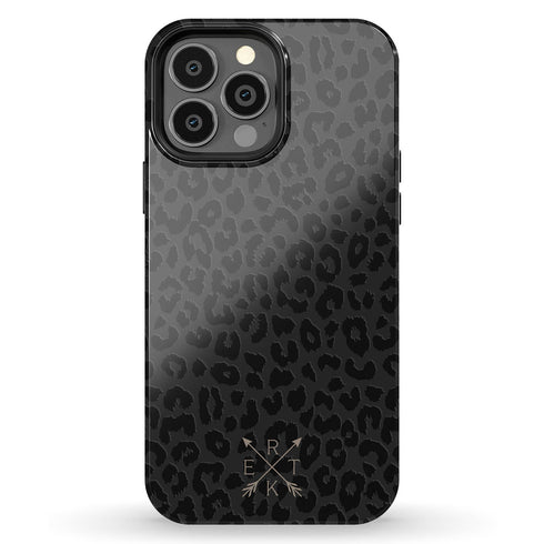 Dark Leopard Crossed Arrows Initials iPhone Case