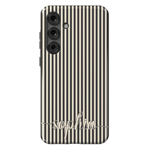 Custom Name Cute Chic Vertical Stripes Galaxy Case