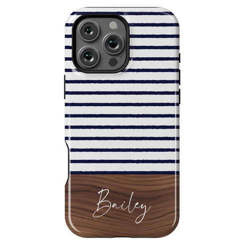 Custom Name Rustic Wood Stripes iPhone Case