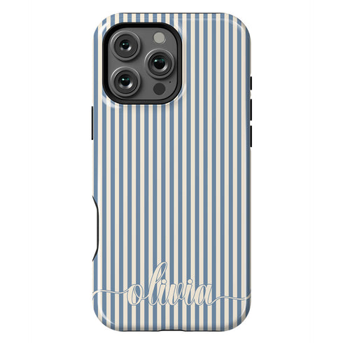 Custom Name Cute Chic Vertical Stripes iPhone Case