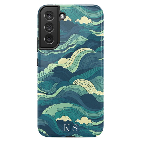 Custom Initials Tropical Turquoise Ocean Waves Galaxy Case