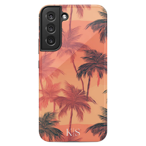 Custom Initials Tropical Blush Palm Trees Galaxy Case
