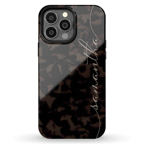 Custom Tortoiseshell Calligraphy Name iPhone Case