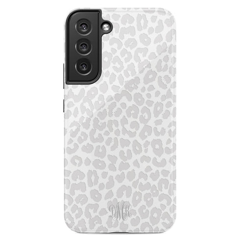 White Leopard Custom Curly Monogram Galaxy Case