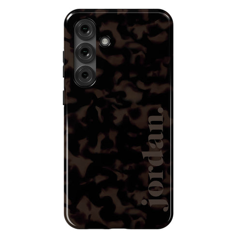 Custom Name Dark Tortoiseshell Serif Galaxy Case