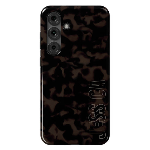 Custom Name Dark Tortoiseshell Galaxy Case - Vertical