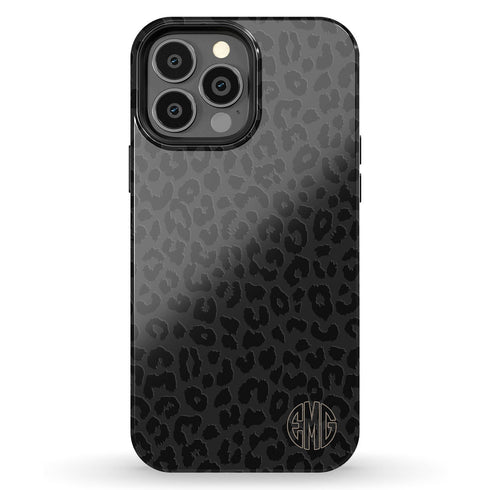 Dark Leopard Round Monogram iPhone Case - Vertical