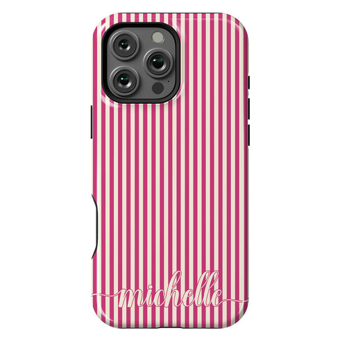 Custom Name Cute Chic Vertical Stripes iPhone Case