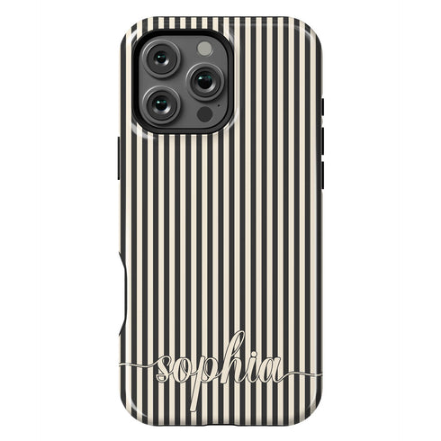 Custom Name Cute Chic Vertical Stripes iPhone Case