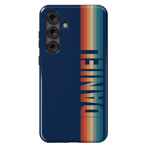 Custom Name Retro Rainbow Stripes Galaxy Case