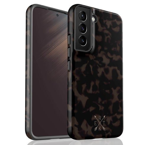 Dark Tortoiseshell Custom Crossed Arrows Initials Galaxy Case