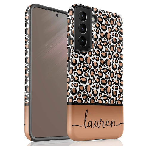 Golden Leopard Personalized Name Galaxy Case