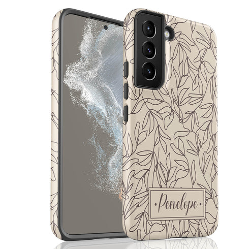 Boho Line Art Flowers Custom Name Galaxy Case