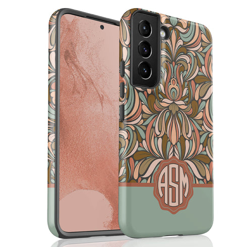 Boho Folk Art Floral Monogram Galaxy Case