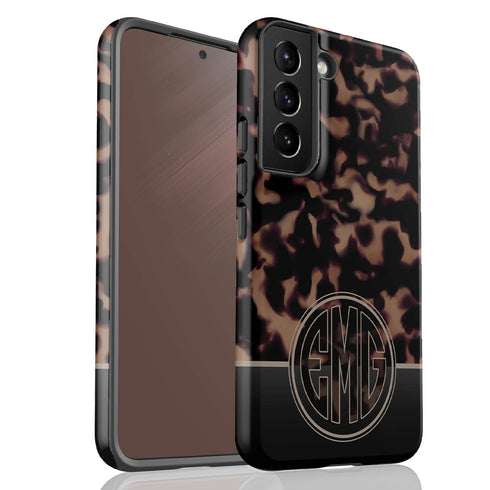 Dark Tortoiseshell Round Monogram Galaxy Case