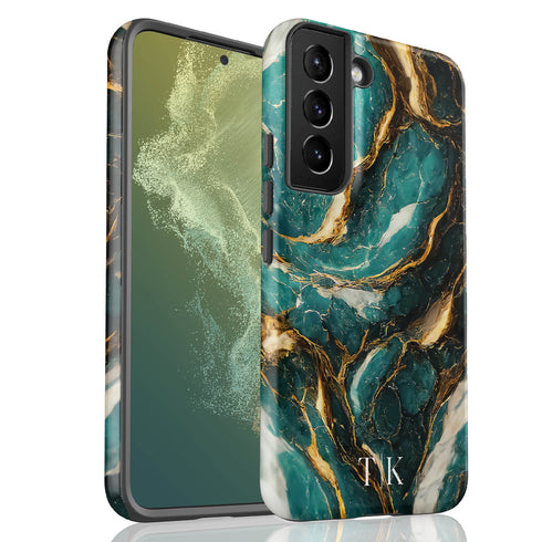 Cracked Marble Custom Initials Galaxy Case