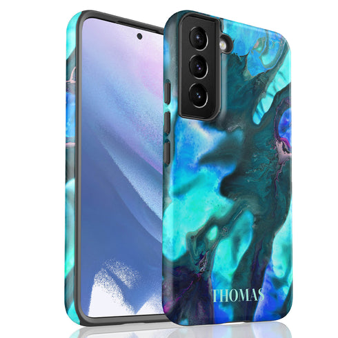 Turquoise Opal Marble Custom Name Galaxy Case
