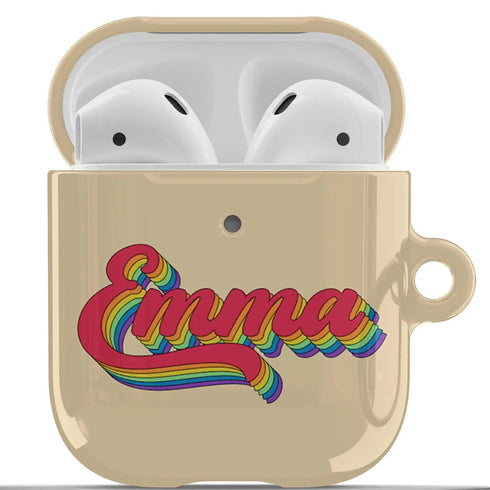 LGBTQ Pride Retro Custom Name AirPods Case