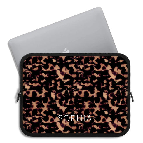 Tortoiseshell Custom Name Laptop Sleeve