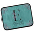 Floral Teal Monogram Custom Name Laptop Sleeve
