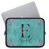 Floral Teal Monogram Custom Name Laptop Sleeve
