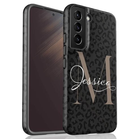 Monogram Personalized Dark Leopard Galaxy Case