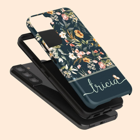 Elegant Flowers Custom Name Galaxy Case
