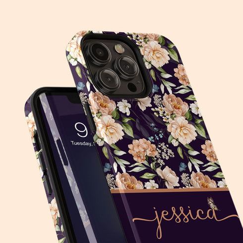 Blooming Flowers Custom Name iPhone Case