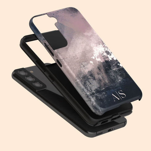 Dark Abstract Oil Paint Custom Initials Galaxy Case