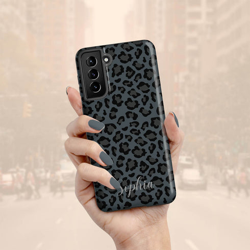 Dark Leopard Custom Name Galaxy Case