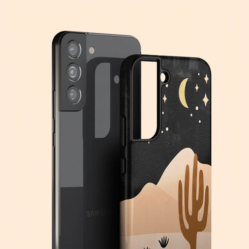 Cactus in Desert Night Landscape Custom Initials Galaxy Case