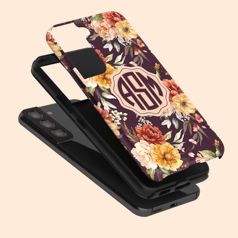 Watercolor Flowers Personalized Monogram Galaxy Case