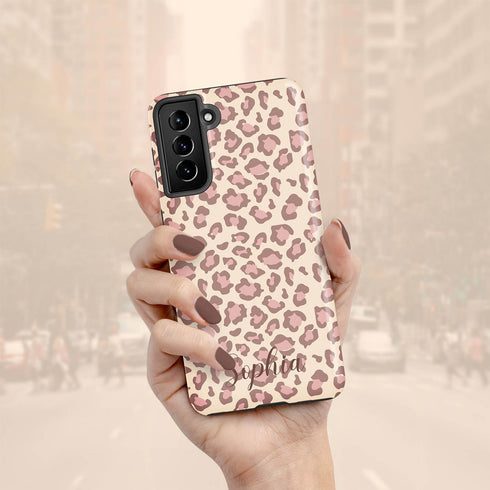 Light Leopard Personalized Name Galaxy Case
