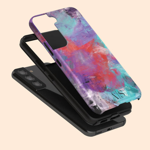 Colorful Abstract Oil Paint Custom Initials Galaxy Case