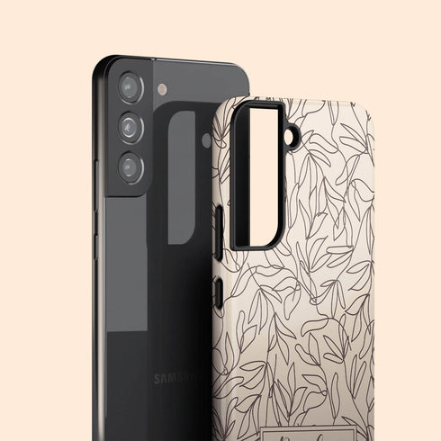 Boho Line Art Flowers Custom Name Galaxy Case