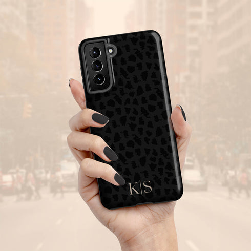 Dark Leopard Custom Initials Galaxy Case
