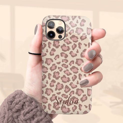 Light Leopard Personalized Name iPhone Case