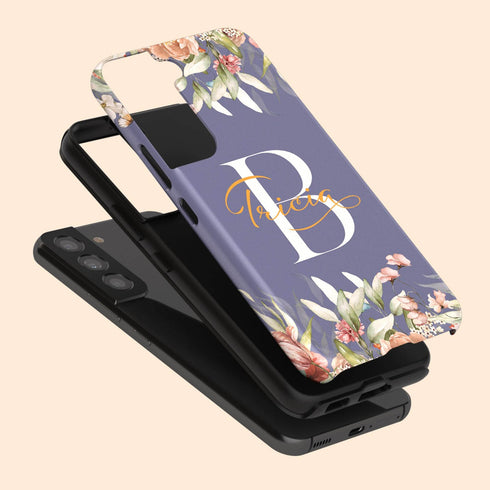 Blushing Flowers Monogram Custom Name Galaxy Case