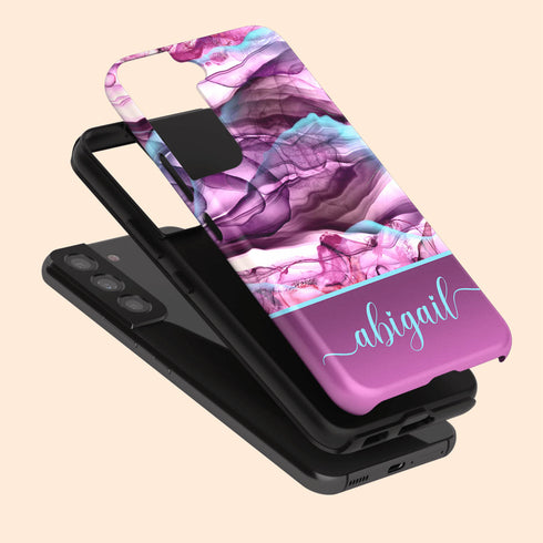 Alcohol Ink Patterns Custom Name Galaxy Case