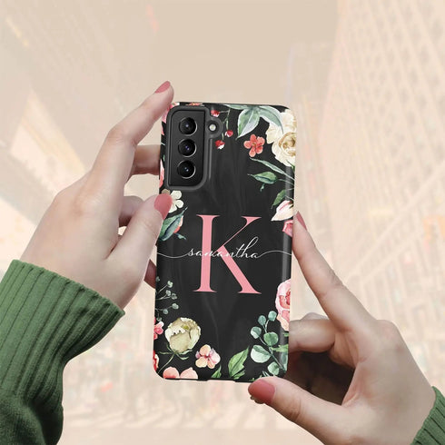 Monogram Roses Personalized Galaxy Case