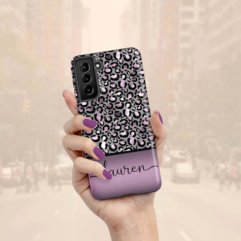 Golden Leopard Personalized Name Galaxy Case