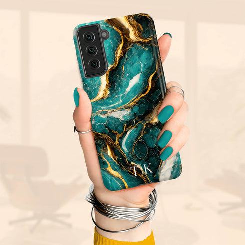Cracked Marble Custom Initials Galaxy Case